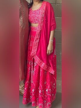 Pink Embroidered Lehenga